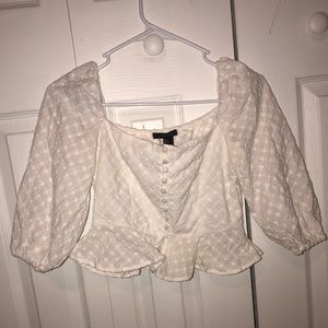 white button peplum top